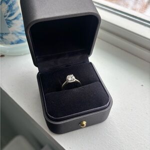 Classic White Gold Solitaire Engagement Ring with Cushion Halo